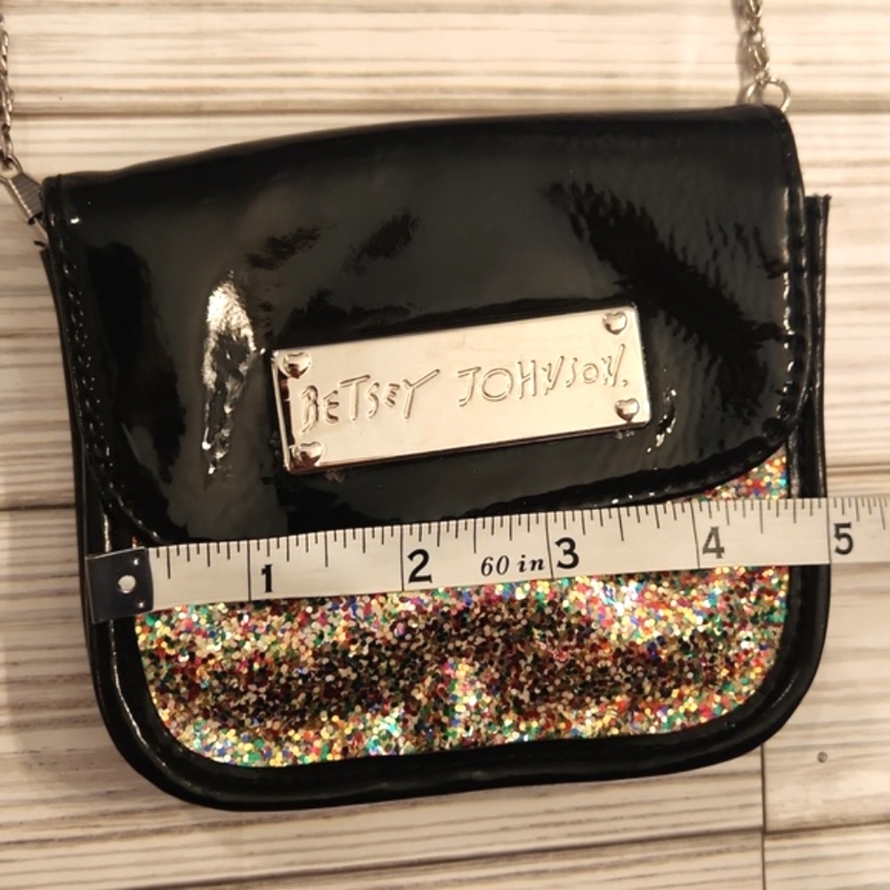 Womens Vintage Y2K Betsey Johnson small black sparkly cros bag with chain strap. - Picture 11 of 12